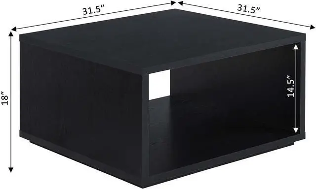 Alt view image 3 of 6 - Convenience Concepts Northfield Admiral Square Coffee Table, Black