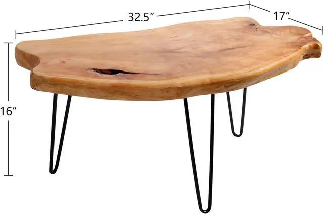 Alt view image 2 of 7 - WELLAND Live Edge Cedar Wood Coffee Table 32.5" W x 17" D x 16" H