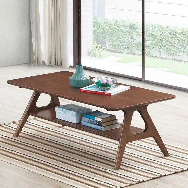 Alt view image 3 of 6 - Arona Mid-Century Modern Wood Coffee Table with Shelf