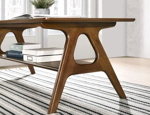 Alt view image 5 of 6 - Arona Mid-Century Modern Wood Coffee Table with Shelf