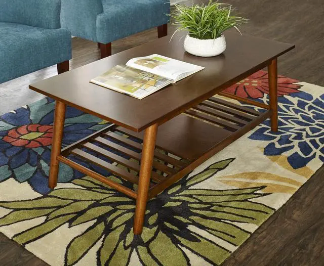 Alt view image 7 of 7 - Linon Mid Century Walnut Melissa Coffee Table