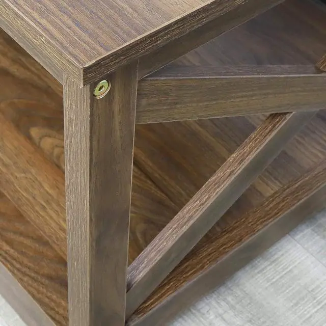 Alt view image 5 of 6 - Rainbow Sophia Coffee Table, Modern Farmhouse Wood Coffee Table with 2-Tier Storage, 40 Inch, Dark Walnut