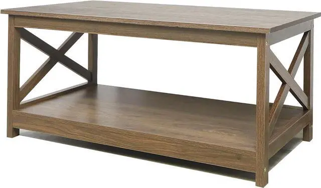 Alt view image 6 of 6 - Rainbow Sophia Coffee Table, Modern Farmhouse Wood Coffee Table with 2-Tier Storage, 40 Inch, Dark Walnut