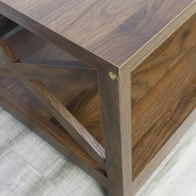 Alt view image 4 of 6 - Rainbow Sophia Coffee Table, Modern Farmhouse Wood Coffee Table with 2-Tier Storage, 40 Inch, Dark Walnut