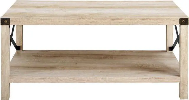 Alt view image 4 of 7 - Walker Edison Sedalia Modern Farmhouse Metal X Coffee Table, 40 Inch, White Oak
