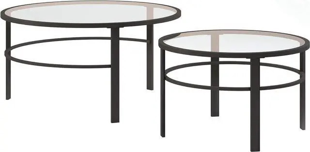Main image of Henn&Hart Round Nested Coffee Table in Blackened Bronze, Coffee Table coffee tables for living room, studio apartment essentials, 36" Wide