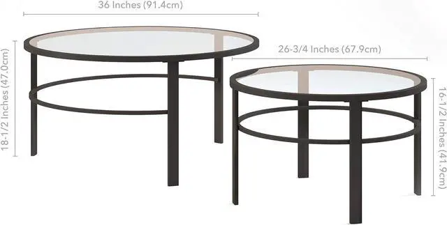 Alt view image 3 of 7 - Henn&Hart Round Nested Coffee Table in Blackened Bronze, Coffee Table coffee tables for living room, studio apartment essentials, 36" Wide