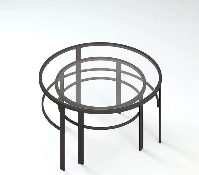 Alt view image 4 of 7 - Henn&Hart Round Nested Coffee Table in Blackened Bronze, Coffee Table coffee tables for living room, studio apartment essentials, 36" Wide