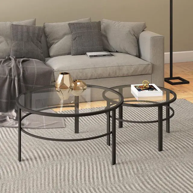 Alt view image 7 of 7 - Henn&Hart Round Nested Coffee Table in Blackened Bronze, Coffee Table coffee tables for living room, studio apartment essentials, 36" Wide