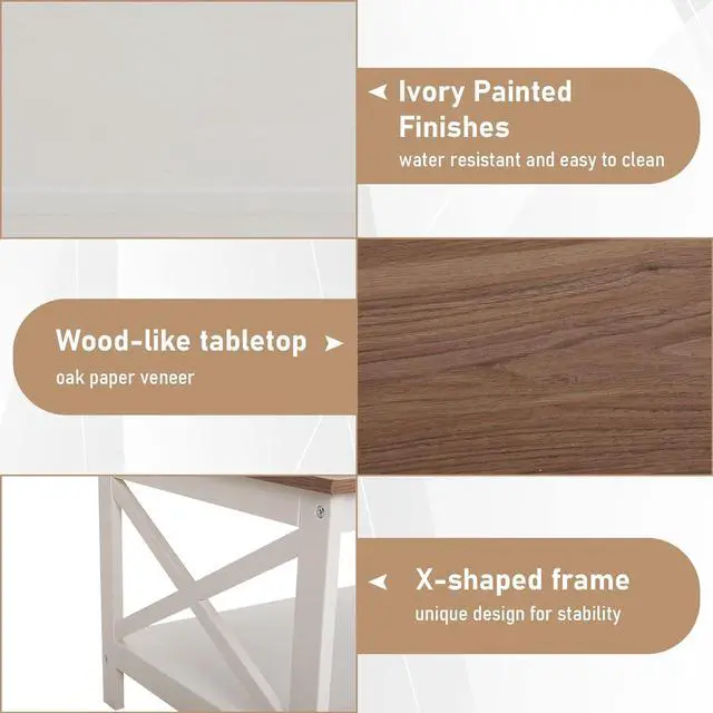 Alt view image 4 of 7 - Sophia & William Farmhouse Coffee Table with Storage Shelf for Living Room, Ivory