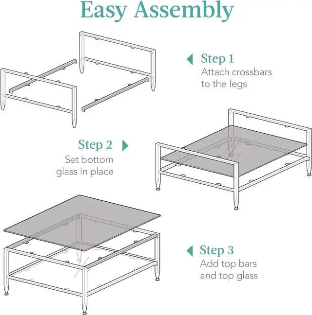 Alt view image 7 of 7 - Best Choice Products 32 Square Glass Coffee Table, Large 2-Tier Accent Furniture for Living Room, Bedroom w/Metal Frame, Glass Shelves - Gold