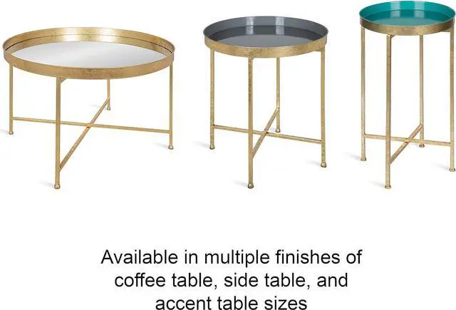 Alt view image 4 of 7 - Kate and Laurel Celia Metal Foldable Round Accent Coffee Table, 28.25" x 28.25" x 19", Mirrored Surface and Gold Frame, Modern Minimalist Design and Detachable Magnetic Tabletop