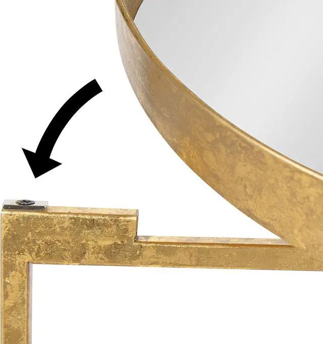 Alt view image 7 of 7 - Kate and Laurel Celia Metal Foldable Round Accent Coffee Table, 28.25" x 28.25" x 19", Mirrored Surface and Gold Frame, Modern Minimalist Design and Detachable Magnetic Tabletop