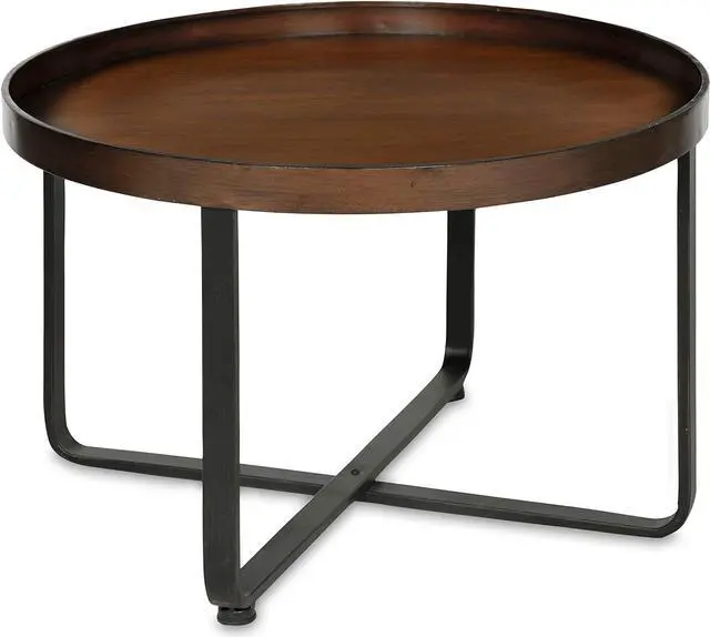 Main image of Kate and Laurel Zabel Modern Round Metal Coffee Table with Criss Cross Base, Bronze and Black