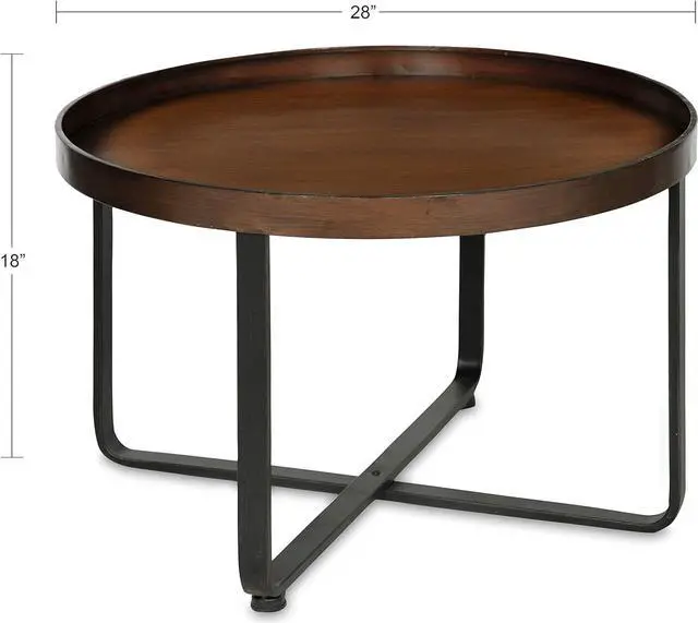 Alt view image 3 of 6 - Kate and Laurel Zabel Modern Round Metal Coffee Table with Criss Cross Base, Bronze and Black