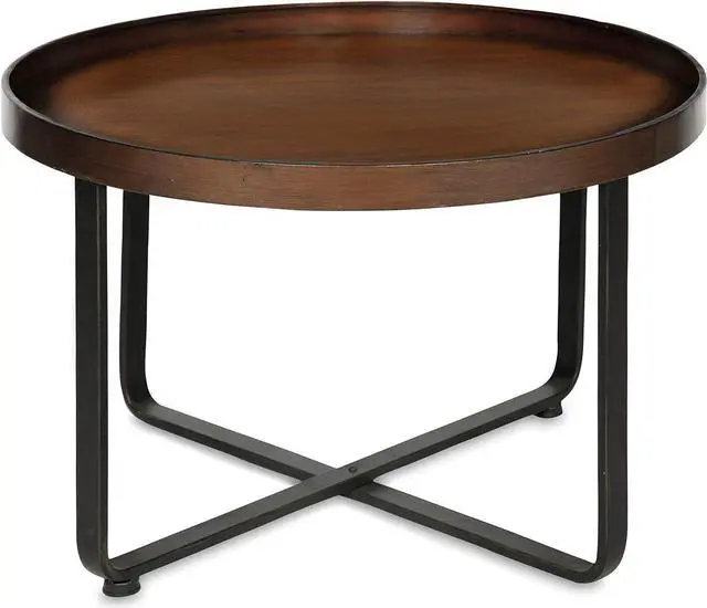 Alt view image 4 of 6 - Kate and Laurel Zabel Modern Round Metal Coffee Table with Criss Cross Base, Bronze and Black