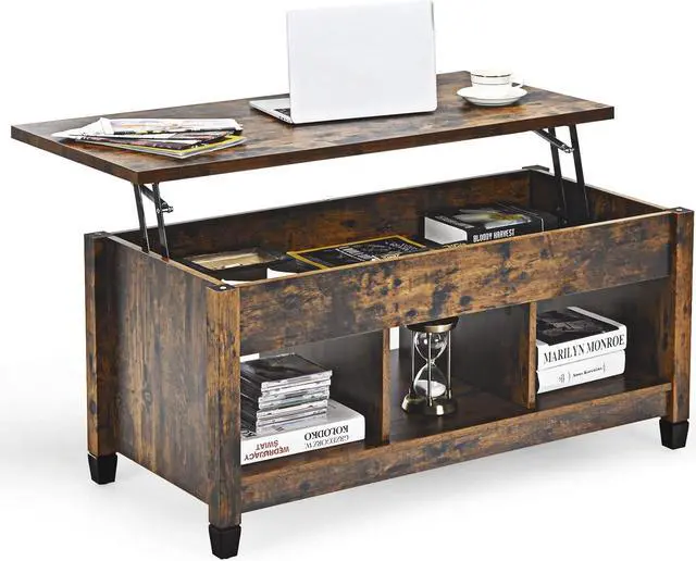 Main image of Tangkula Wood Lift Top Modern Coffee Table w/Hidden Compartment and Open Storage Shelf for Living Room Office Reception Room(Rustic Brown)