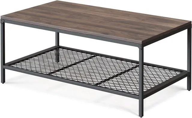 Main image of Novilla Wood Coffee Table with Storage Shelf Farmhouse Living Room Table Tea Dining Table,Easy Assembly,43 Inch, Walnut