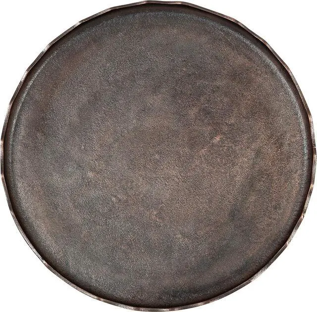 Alt view image 5 of 7 - Kate and Laurel Alessia Modern Round Metal Coffee Table; 26 x 26 x 16; Bronze; Sand Cast Aluminum Coffee Table with Raised Deckled Edge for Storage and Display