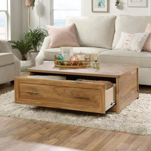Alt view image 7 of 7 - Sauder Coral Cape Coffee Table, L: 42.44" x W: 29.25" x H: 16.50", Sindoori Mango Finish