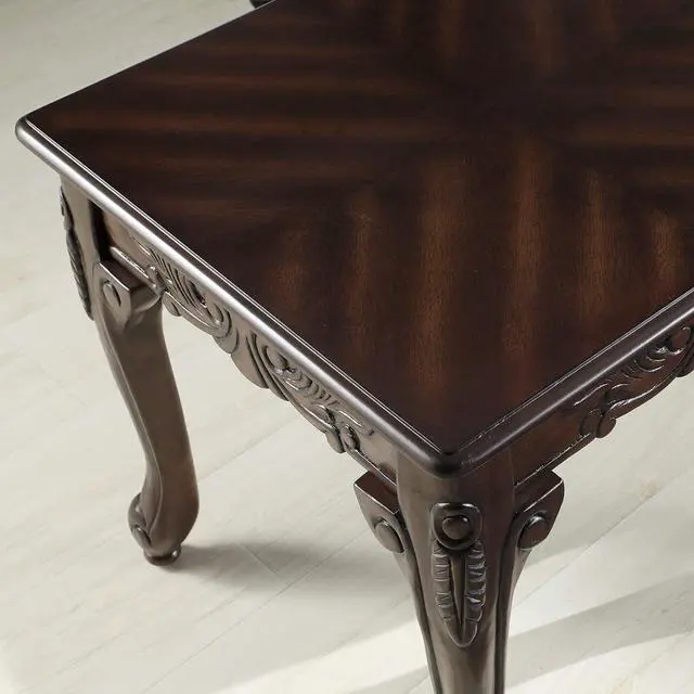 Alt view image 3 of 3 - Roundhill Furniture Traditional Ornate Detailing Wood Coffee Table, Dark Cherry