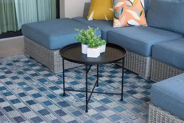 Alt view image 2 of 7 - BIRDROCK HOME Hammered Round Coffee Table | 24.75" D x 19" H | Black Iron | Modern Design | Side Table | Lightweight Metal 7.5 lbs