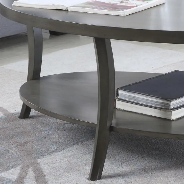 Alt view image 3 of 4 - Roundhill Furniture Perth Contemporary Oval Shelf Coffee Table, Gray