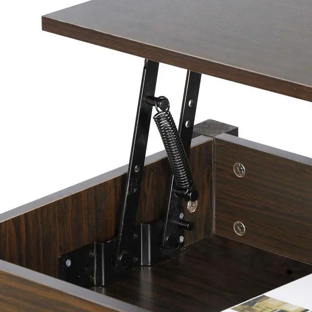 Alt view image 6 of 7 - SUPER DEAL Wood Coffee Table Lift Tabletop w/Hidden Compartment 3 Storage Shelf Modern Pop-up Rising Dining Table for Home Living Room, 41 in L Espresso