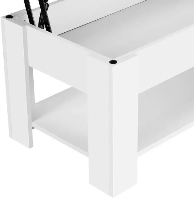 Alt view image 6 of 7 - Topeakmart Adjustable Lift Top Coffee Table w/Hidden Compartment and Shelf- Storage Dining Table for Living Room/Reception/Office, White