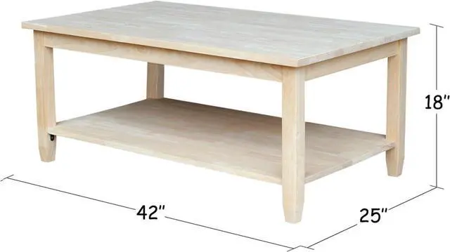Alt view image 2 of 6 - IC International Concepts Solano Coffee Table, 42 in W x 25 in D x 18 in H, Unfinished