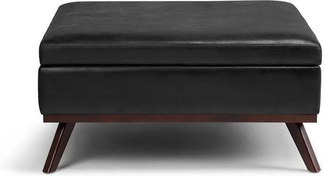 Alt view image 5 of 7 - SIMPLIHOME Owen 36" Wide Vegan Leather Square Lift Top Ottoman in Black