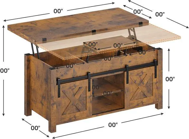 Alt view image 2 of 7 - SEDETA Lift Top Coffee Table, 4 in 1 Convertible Coffee Tables with Storage and Hidden Compartment for Living Room, Farmhouse Coffee Table Converts to Dining Table, Dining Reception Room, Rustic Brown