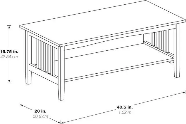 Alt view image 3 of 7 - OSP Home Furnishings Sierra Coffee Table with Lower Storage Shelf and Mission Style Side Panels, Brown Ash