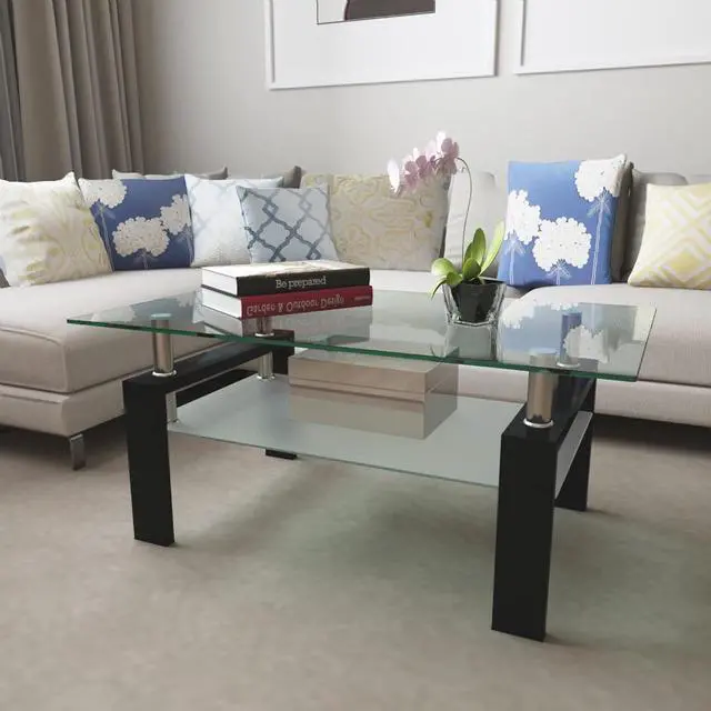 Alt view image 2 of 7 - IANIYA Glass Coffee Table Metal Tube Glass Coffee Table for Livingroom (Modern, Transparent)