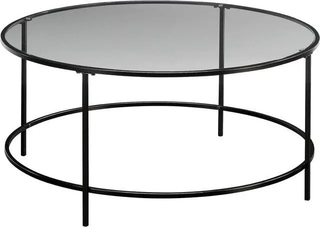 Main image of Sauder International Lux Round Coffee Table, L: 35.98" x W: 35.98" x H: 16.50", Black/Clear Glass