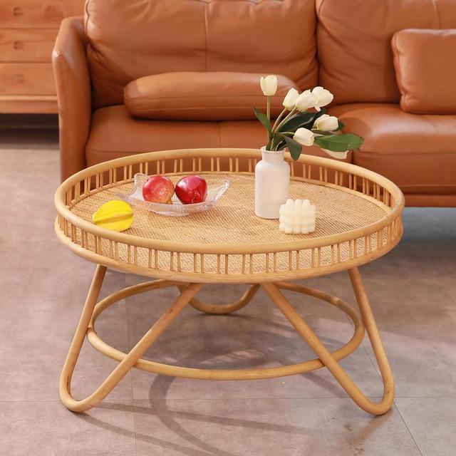 Boho wicker deals coffee table