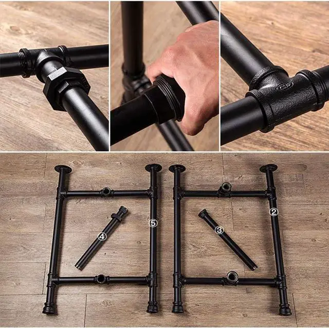 Alt view image 4 of 7 - 24 Inch Industrial Rustic Iron Pipe Entry Table, End Table, Coffee Table, Side Table, Metal Legs, Bar Table/Home Set/Living Room Set/Dining Room