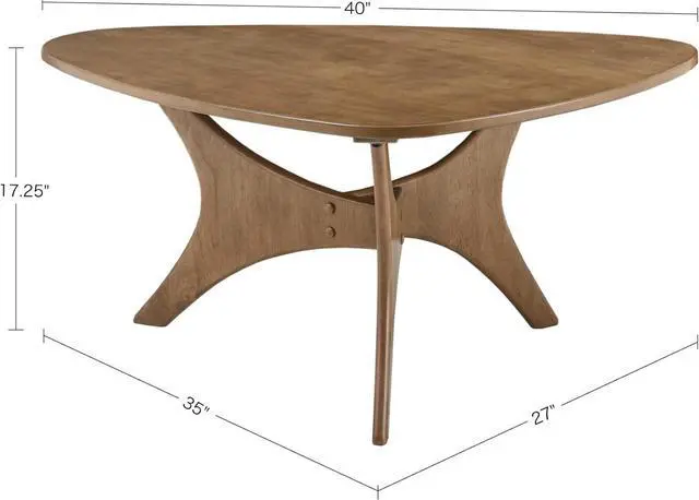 Alt view image 3 of 7 - INK+IVY Blaze Triangle Wood Coffee Table Plywood with Wood Veneer Legs, Mid-Century Modern, Easy Assembly, Accent Furniture For Living Room, Minimalist Décor, Light Brown