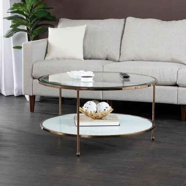 Alt view image 2 of 6 - SEI Furniture Risa Cocktail Table, Gold, 34 in x 34 in x 18 in