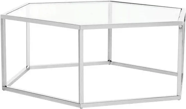 Main image of Safavieh Home Collection Eliana Chrome and Glass Hexagon Coffee Table