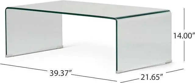 Alt view image 3 of 7 - Christopher Knight Home Pazel 12mm Tempered Glass Coffee Table, Clear