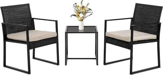 Main image of FDW | 3-Piece Patio Furniture Set | Khaki |Outdoor Wicker Furniture with Coffee Table | Modern Rattan Chairs Conversation Set | Outdoor Seating | Weather-Resistant | for Porch, Garden, Lawn