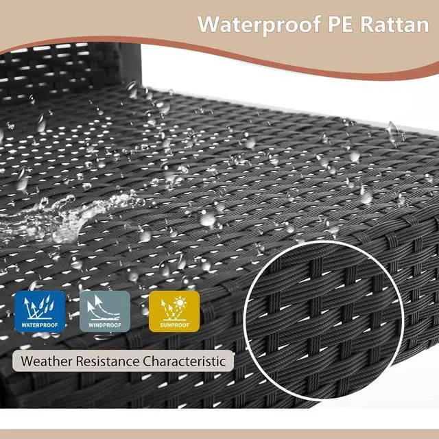 Alt view image 3 of 7 - FDW | 3-Piece Patio Furniture Set | Khaki |Outdoor Wicker Furniture with Coffee Table | Modern Rattan Chairs Conversation Set | Outdoor Seating | Weather-Resistant | for Porch, Garden, Lawn