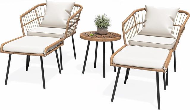 YITAHOME 3-Piece Wicker Small Patio Balcony Chair Set, Outdoor