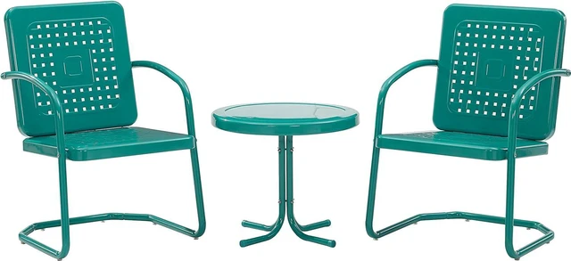 Alt view image 2 of 7 - Crosley Furniture Bates 3-Piece Retro Metal Outdoor Patio Chair Set