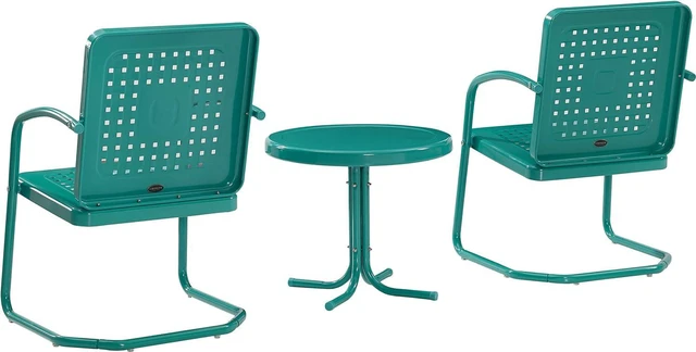 Alt view image 3 of 7 - Crosley Furniture Bates 3-Piece Retro Metal Outdoor Patio Chair Set