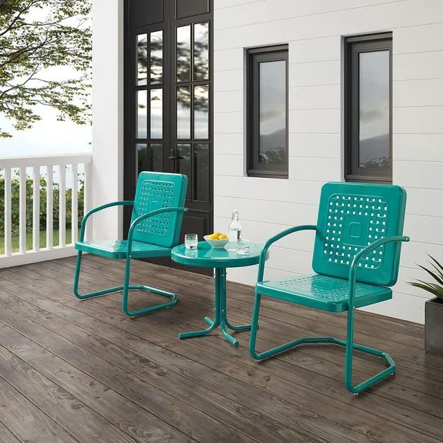 Alt view image 6 of 7 - Crosley Furniture Bates 3-Piece Retro Metal Outdoor Patio Chair Set