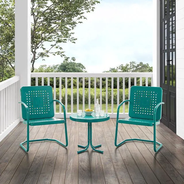 Alt view image 5 of 7 - Crosley Furniture Bates 3-Piece Retro Metal Outdoor Patio Chair Set