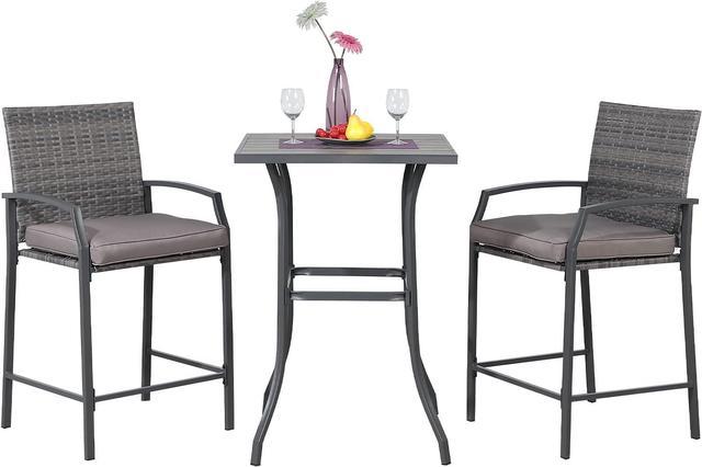 OC Orange Casual 3 Piece Patio Bar Set All Weather Wicker High