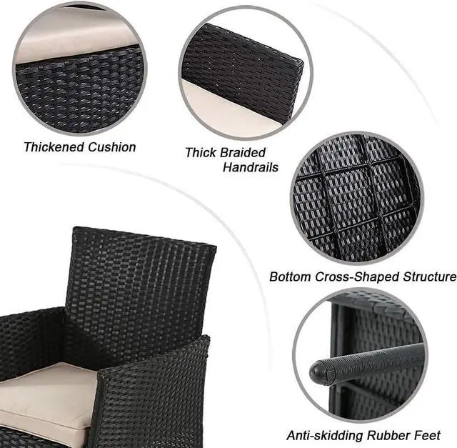 Alt view image 2 of 4 - FDW Outdoor Patio Furniture Sets 4 Pieces Patio Set Rattan Chair Wicker Sofa Conversation Set Patio Chair for Backyard Lawn Porch Poolside Balcony Garden Furniture Sets with Coffee Table